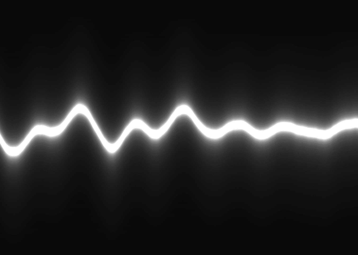 A 2D oscilloscope visualization depicting an audio waveform as a white glowing line-trace.